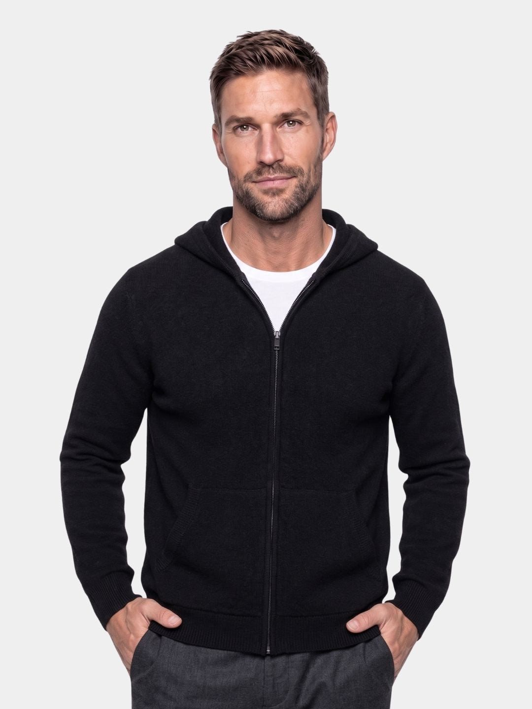 100% Merino Wool Zip Solid Color Sweater