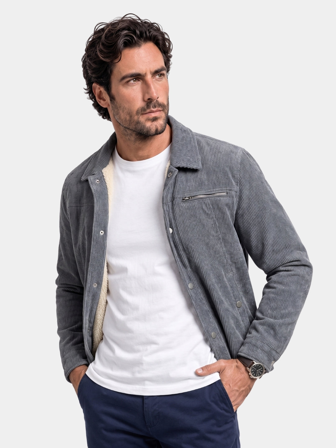 Minimalist Corduroy Sherpa Jacket -