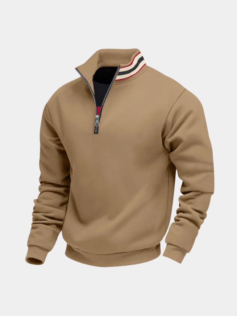 Regent Striped High Collar Pullover -