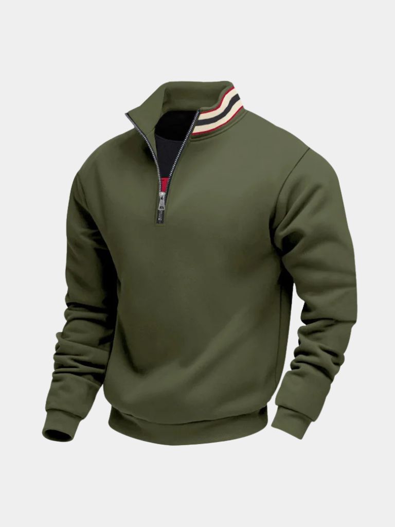Regent Striped High Collar Pullover -
