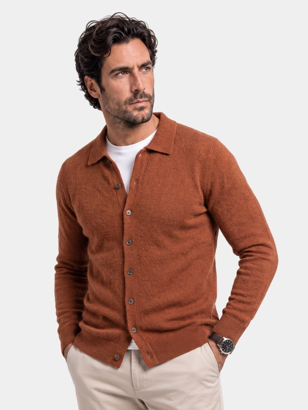100% Cashmere Polo Cardigan -