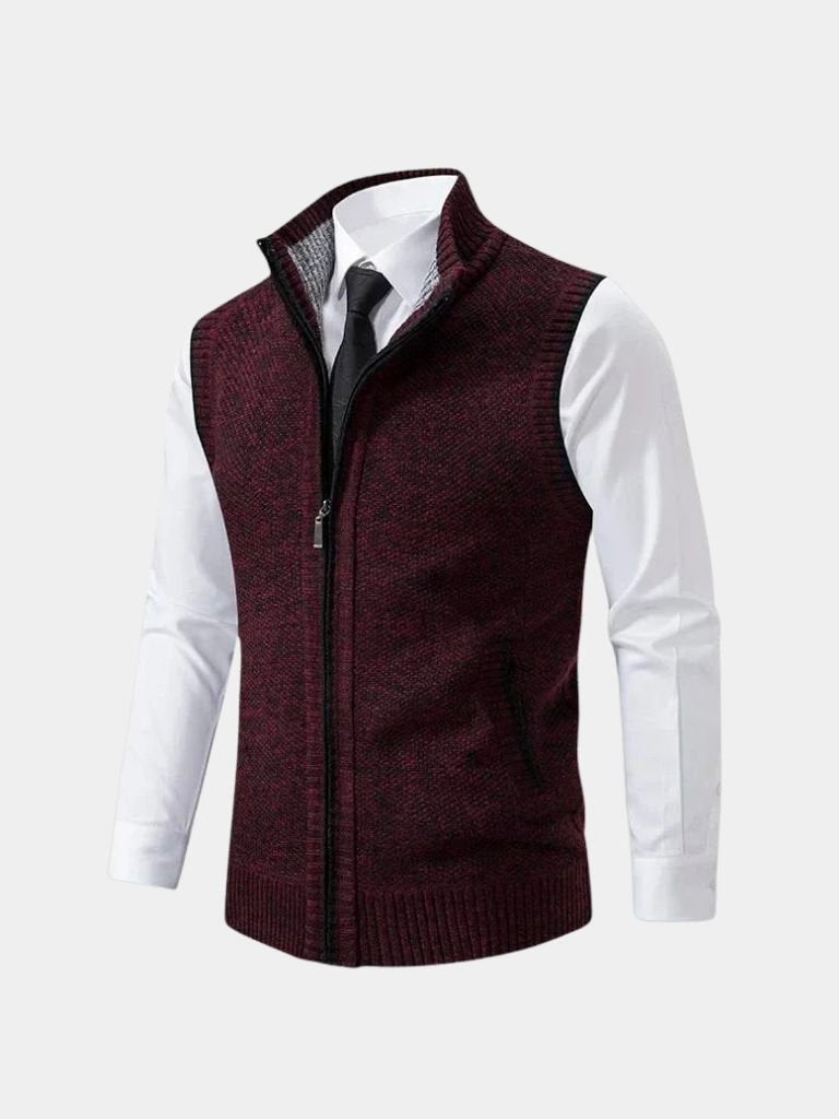 Elegant Full-Zip Sweater Vest -