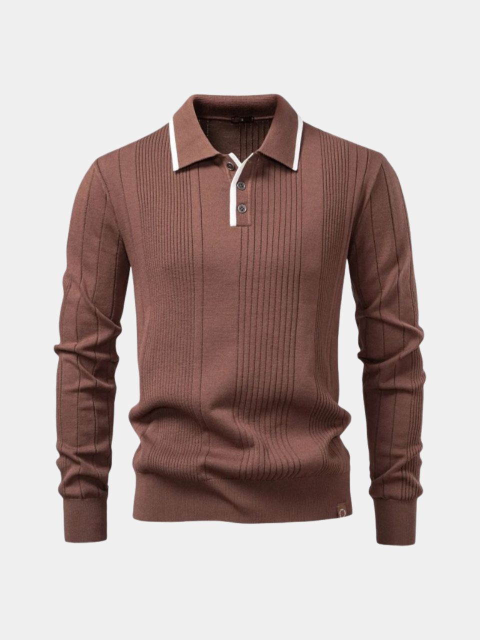 Vertical Ridge Knit Polo Shirt - Cross & Crown