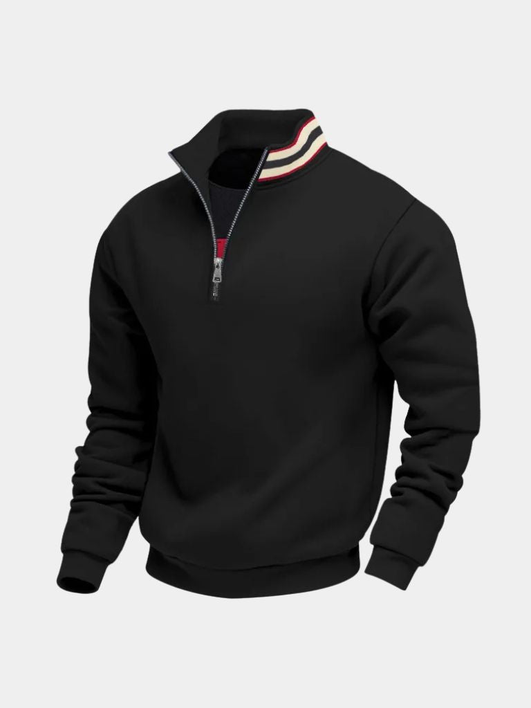 Regent Striped High Collar Pullover -
