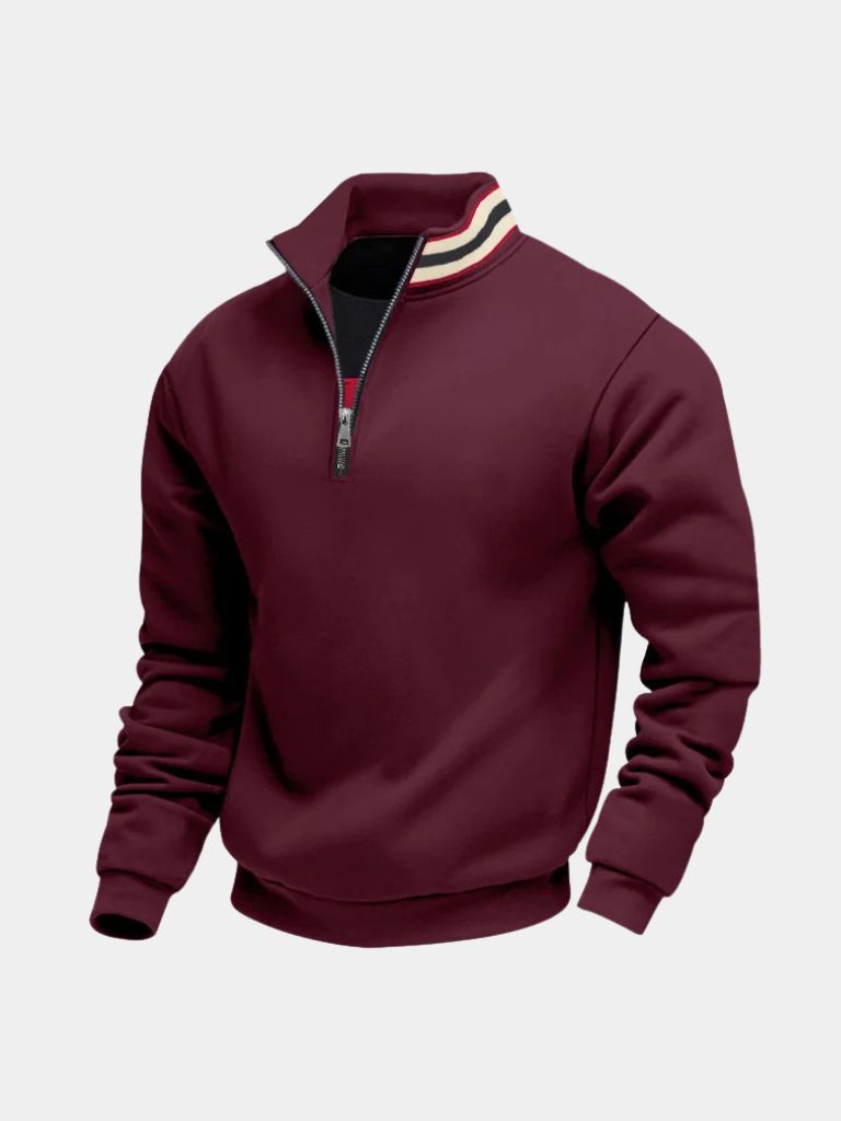 Regent Striped High Collar Pullover -