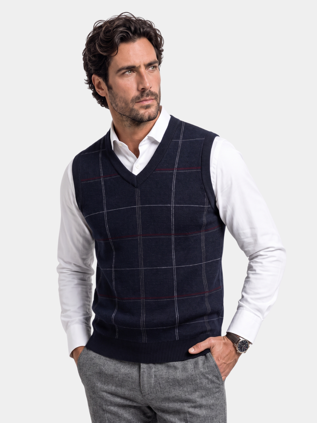 Academic Checkered Knit Vest -