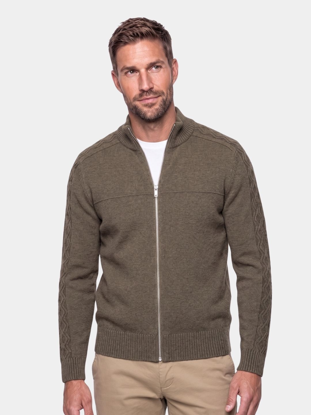 Cashmere Zip Sweater Knit Turtleneck -Nikiam