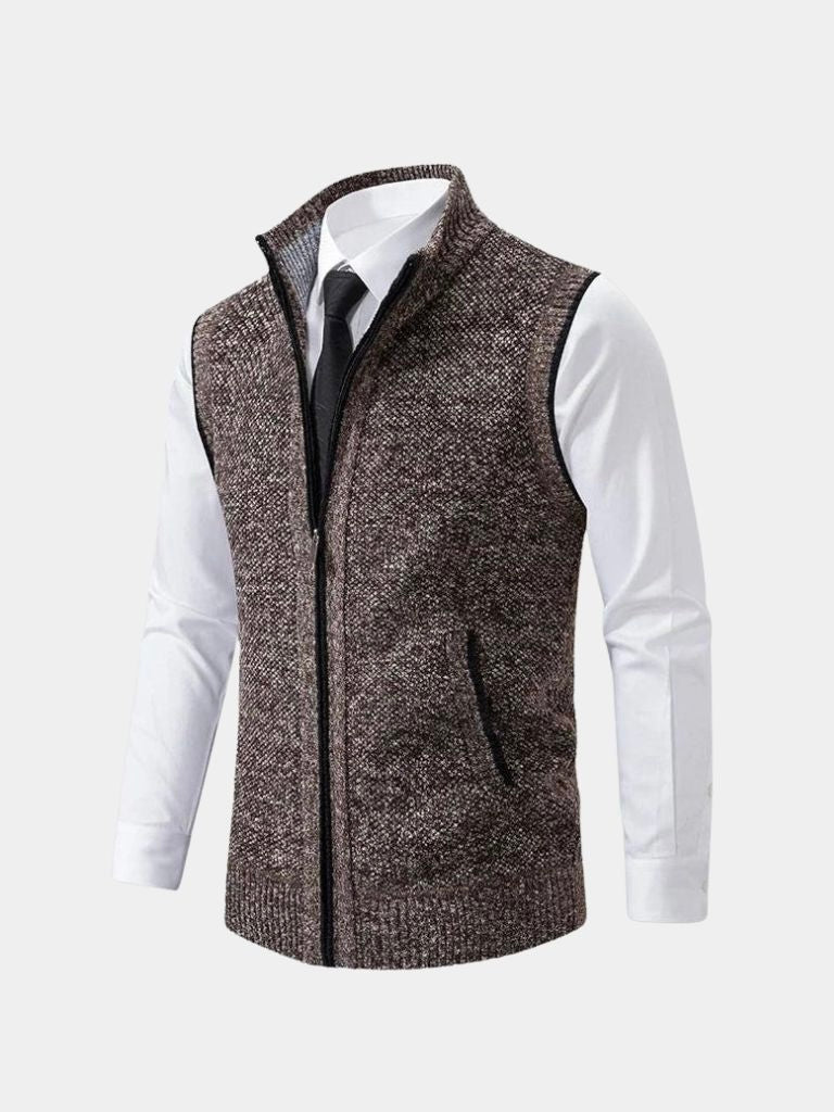 Elegant Full-Zip Sweater Vest -