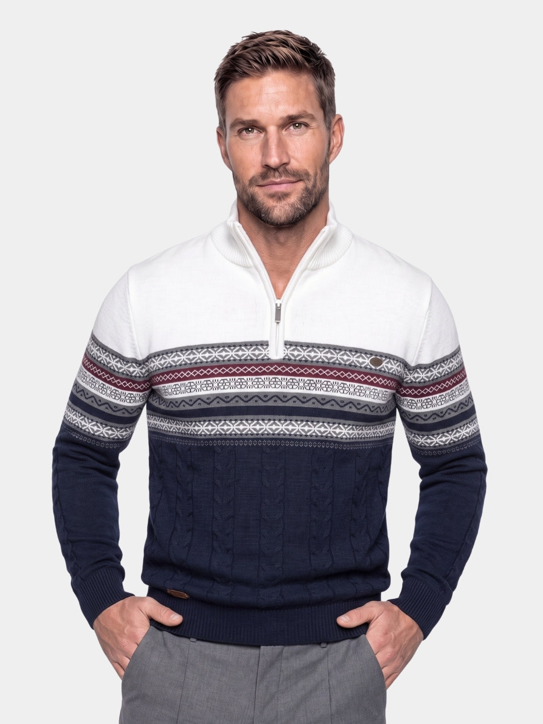 Half Zip Knit Pullover Sweater -