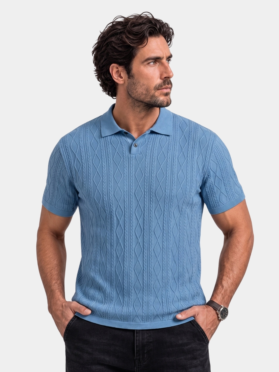 Imperial Diamond Knit Polo Shirt - Cross & Crown