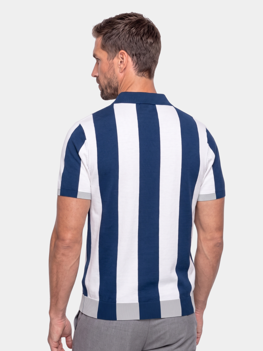 Navy Stripe Polo - Cross & Crown