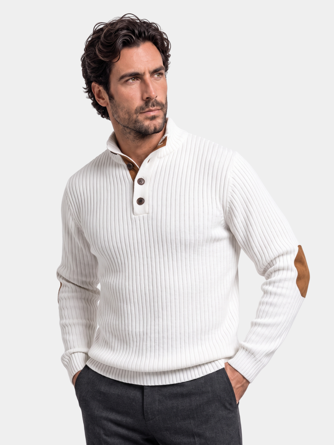 Refined High Collar Henley Sweater -
