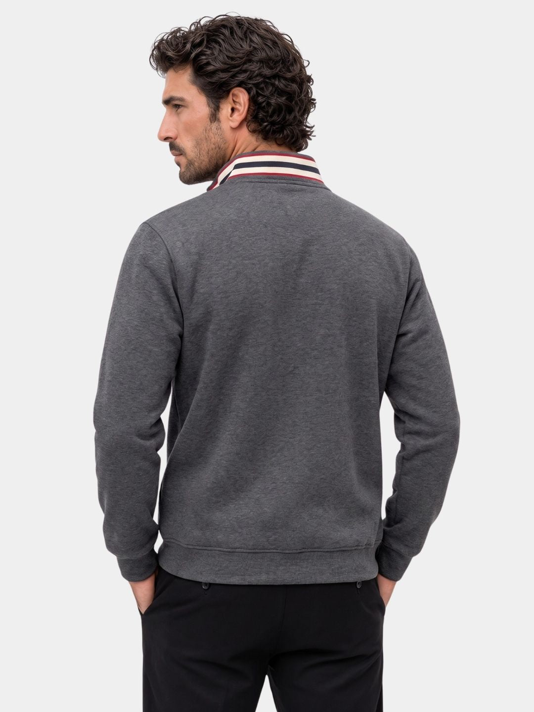 Regent Striped High Collar Pullover -