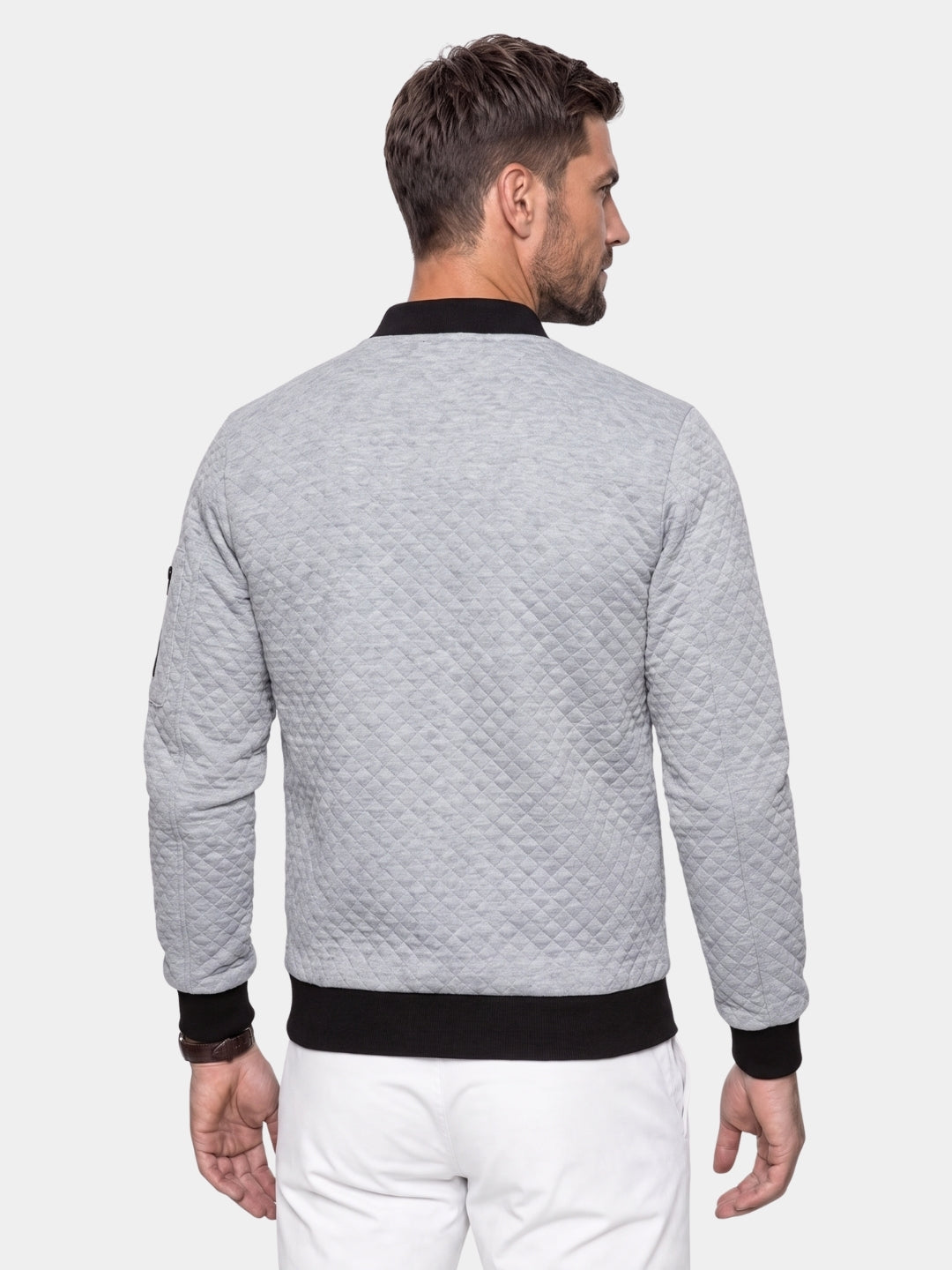 Textured Casual Bomber Jacket - Cross & Crown