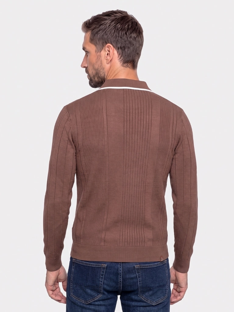 Vertical Ridge Knit Polo Shirt - Cross & Crown