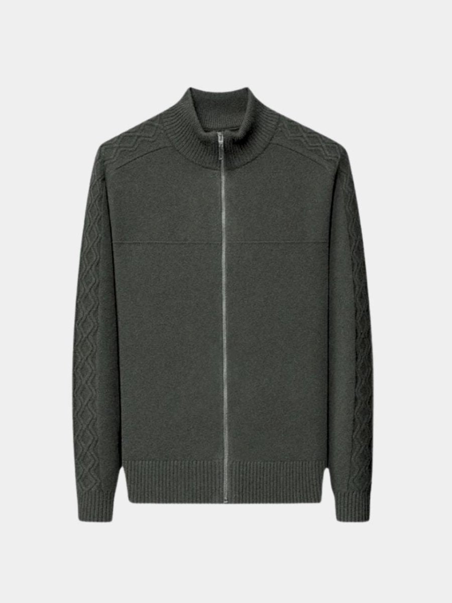 Cashmere Zip Sweater Knit Turtleneck -Nikiam