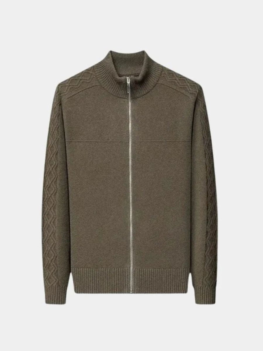 Cashmere Zip Sweater Knit Turtleneck -Nikiam