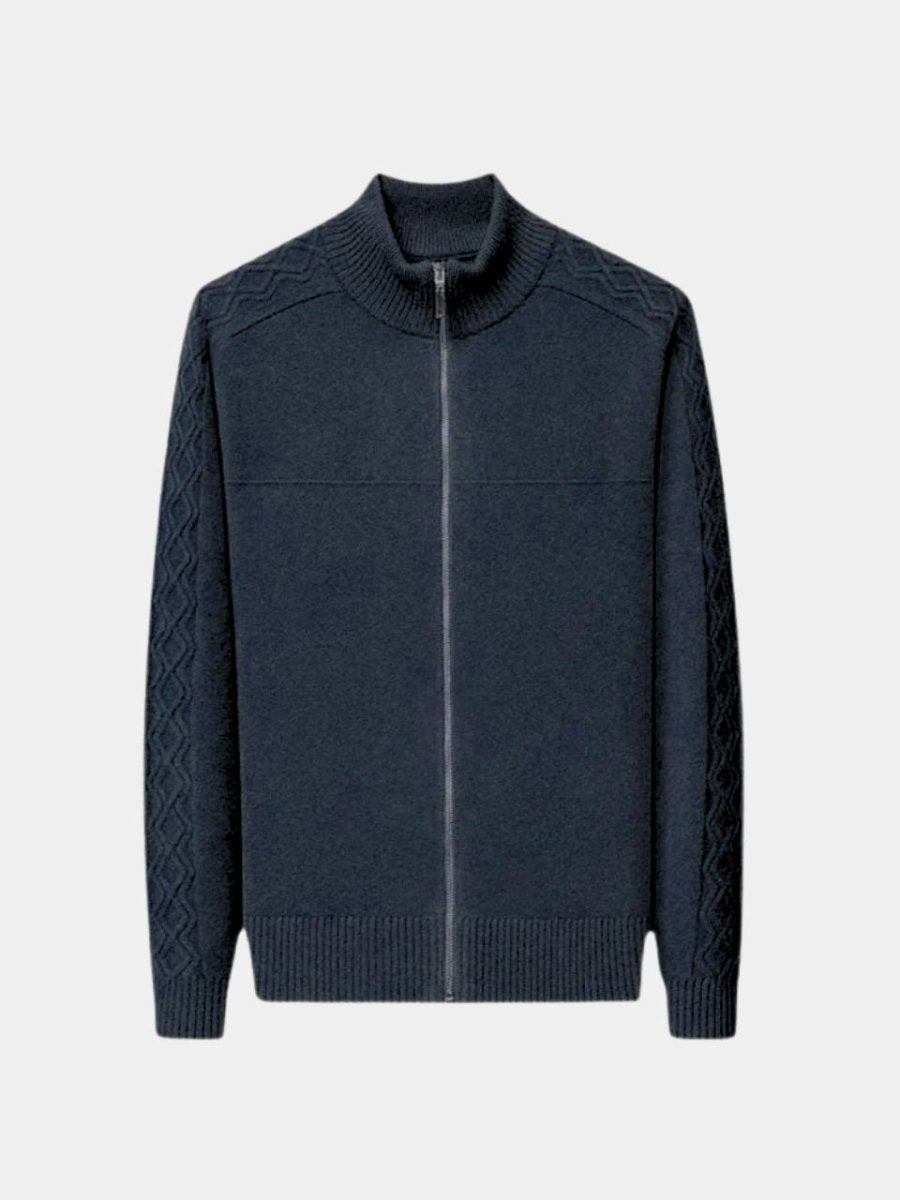 Cashmere Zip Sweater Knit Turtleneck -Nikiam