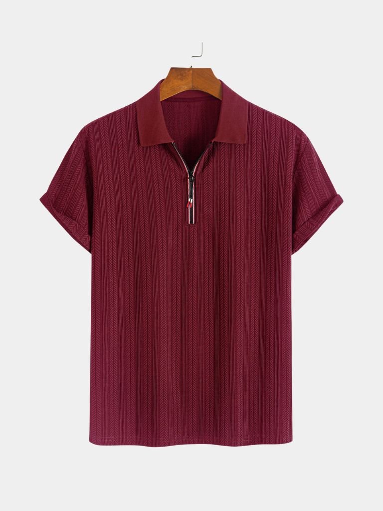 Cavalière Textured Quarter Zip Polo – Cross & Crown