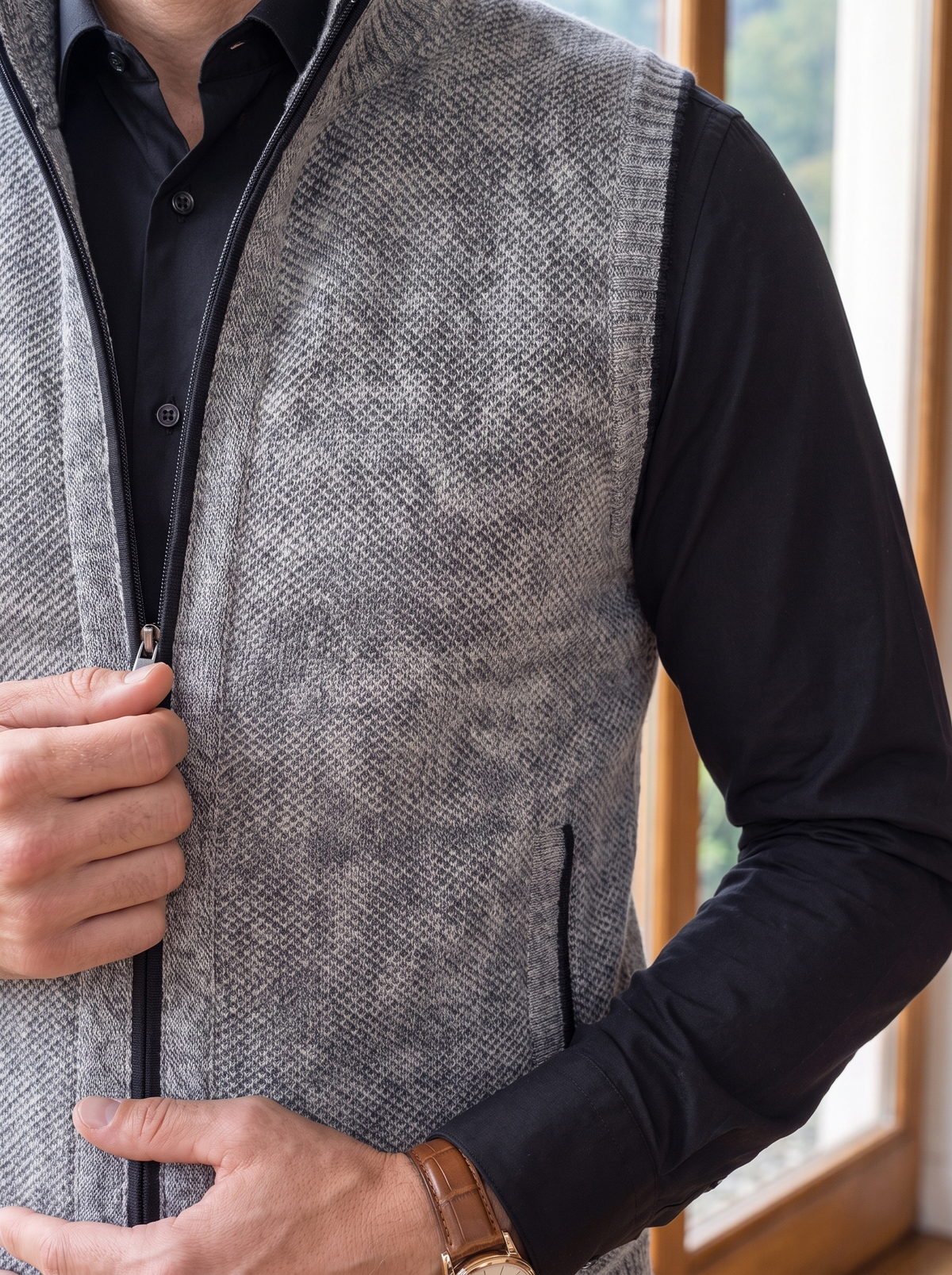 Elegant Full-Zip Sweater Vest -