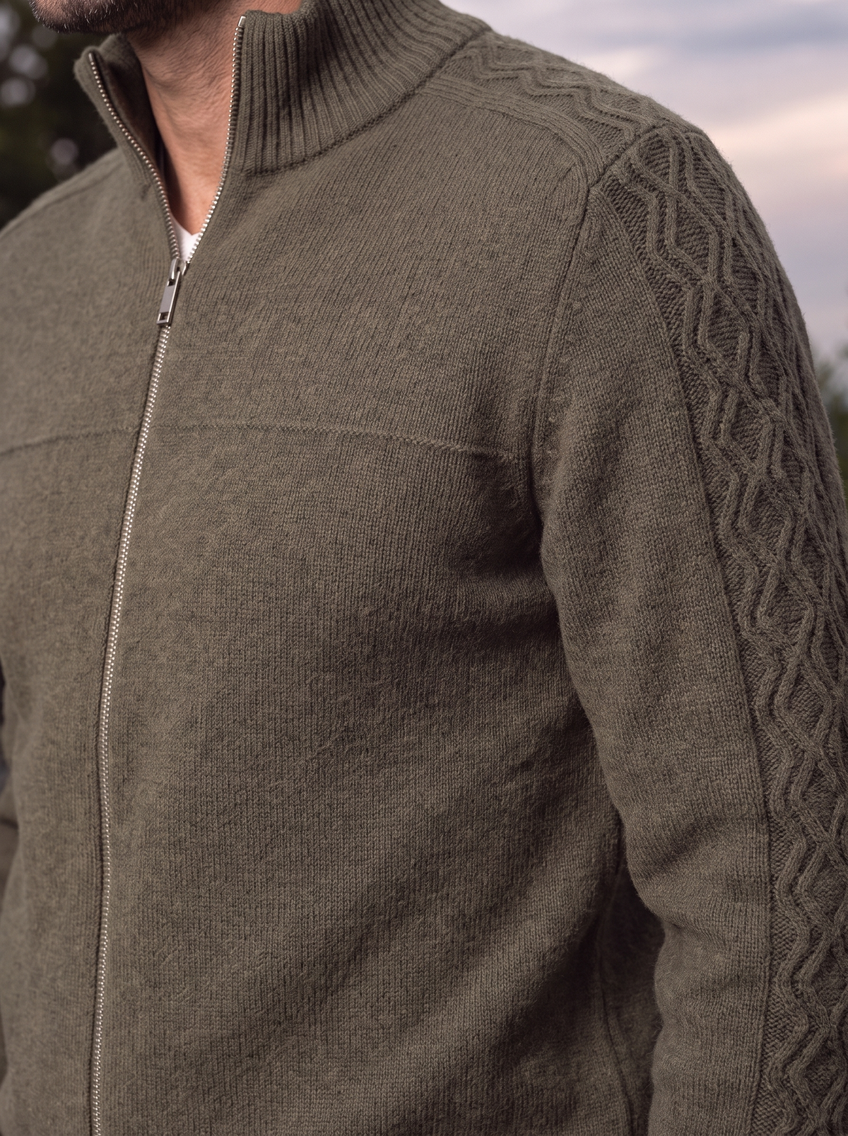 Cashmere Zip Sweater Knit Turtleneck -Nikiam