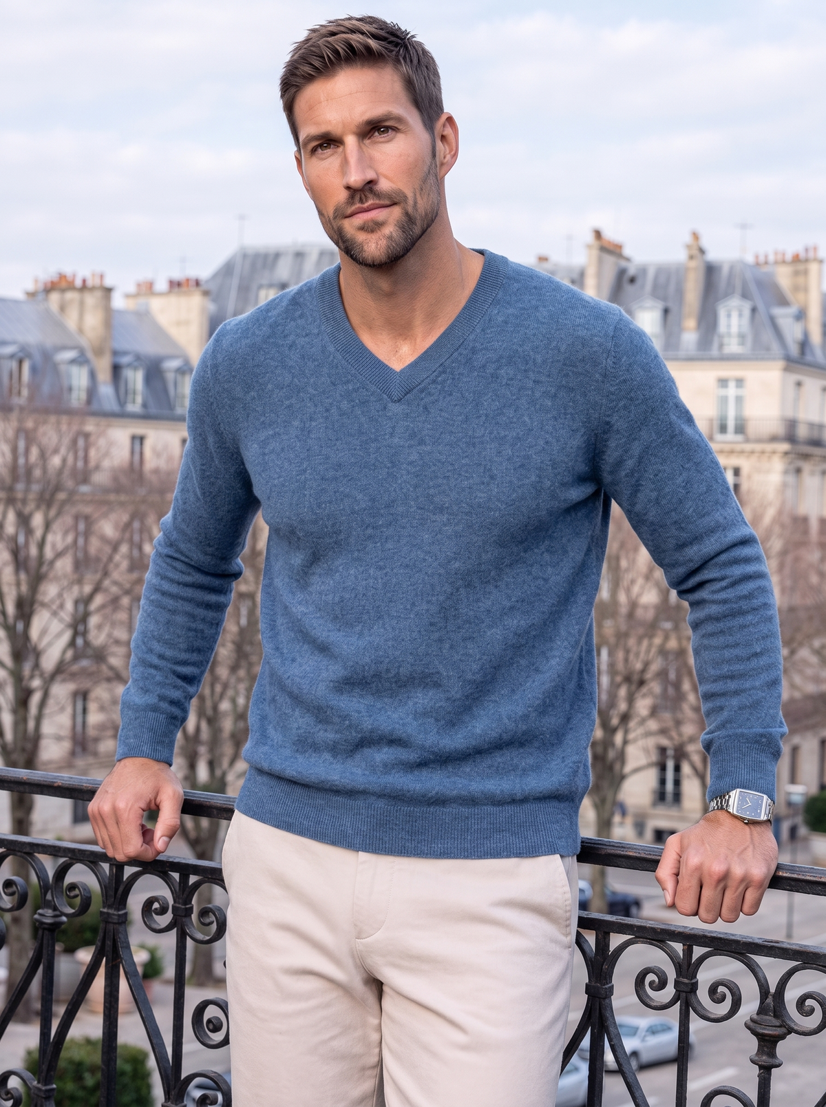 Cashmere V Neck Knitwear Sweater - Cross & Crown