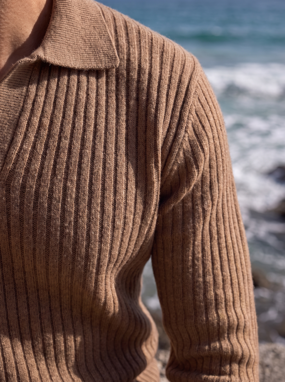 V-Neck Polo Pullover Ribbed- Nikiam
