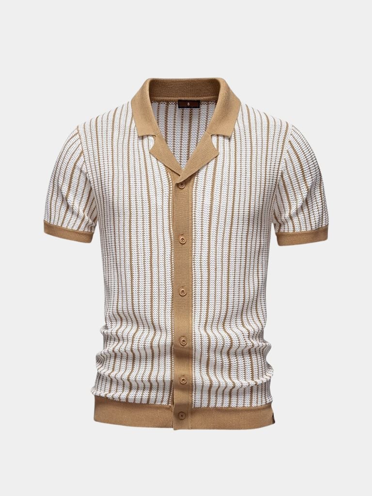 Striped Knit Polo Shirt - Cross & Crown