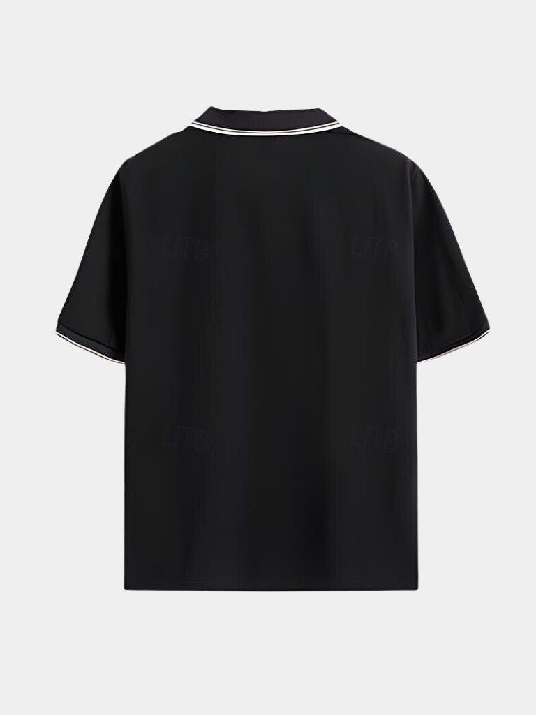 Timeless Black V-Neck Polo - Cross & Crown