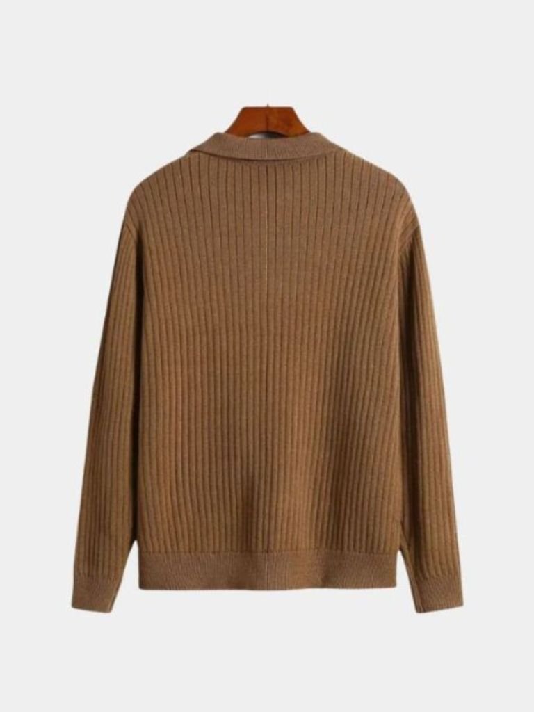 V-Neck Polo Pullover Ribbed- Nikiam