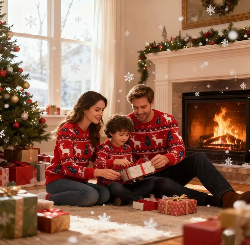 Christmas Reindeer Wool Sweater for Parents and Children Nikiam