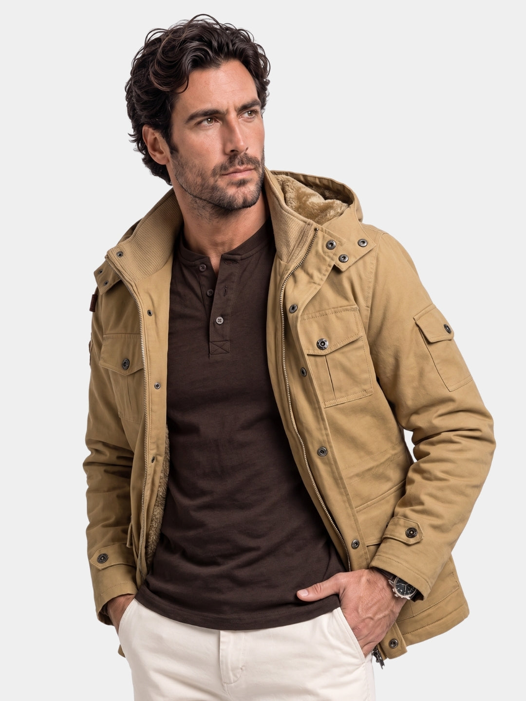 Fleece Hooded Bomber Jacket - Cross & Crown
