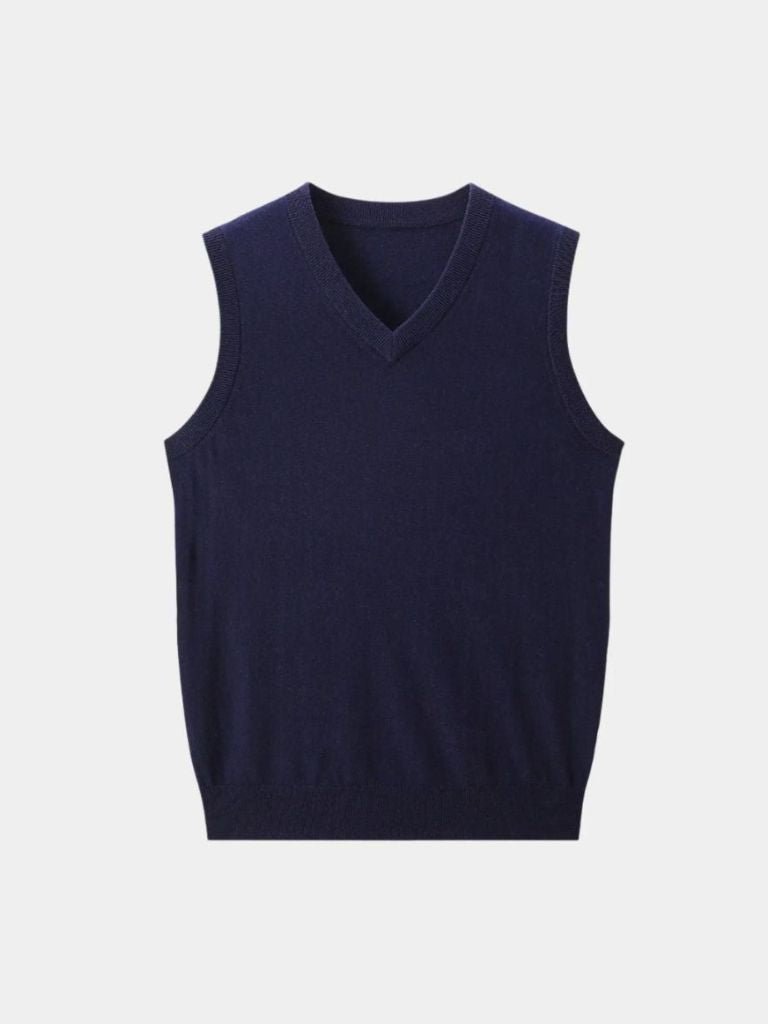 100% Cashmere V Neck Knit Vest -