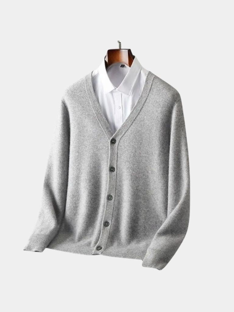 100% Merino Wool V Neck Knitwear Cardigan Sweater -