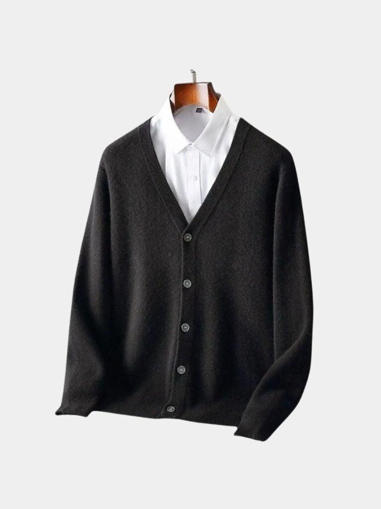 100% Merino Wool V Neck Knitwear Cardigan Sweater -