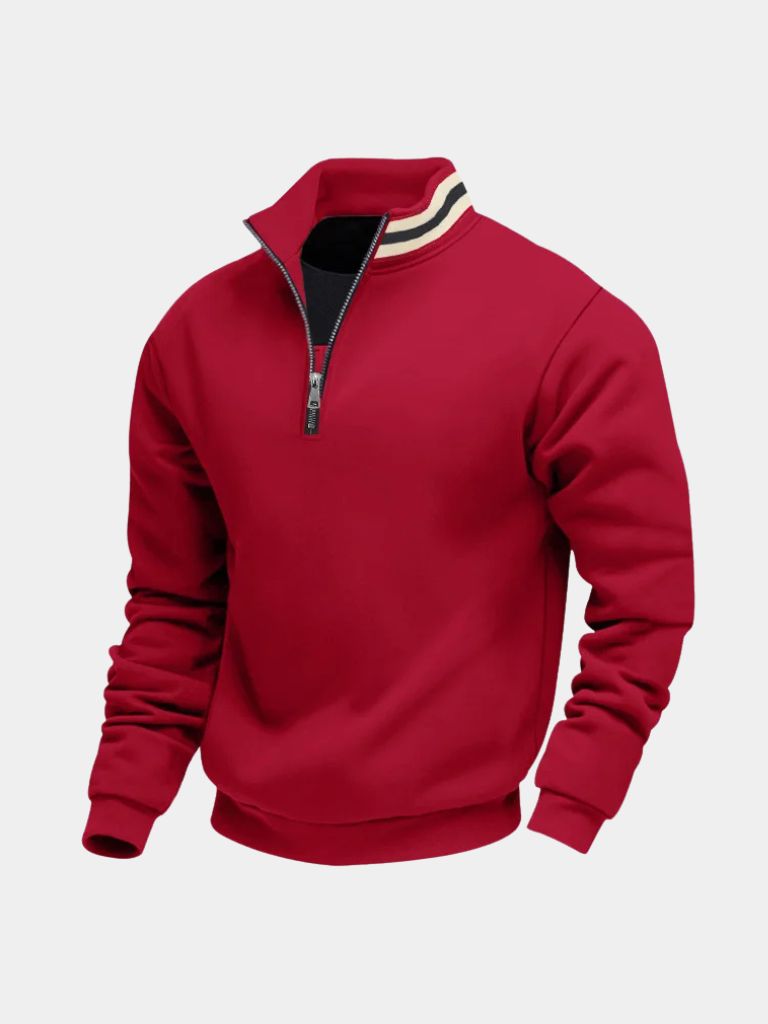 Regent Striped High Collar Pullover -