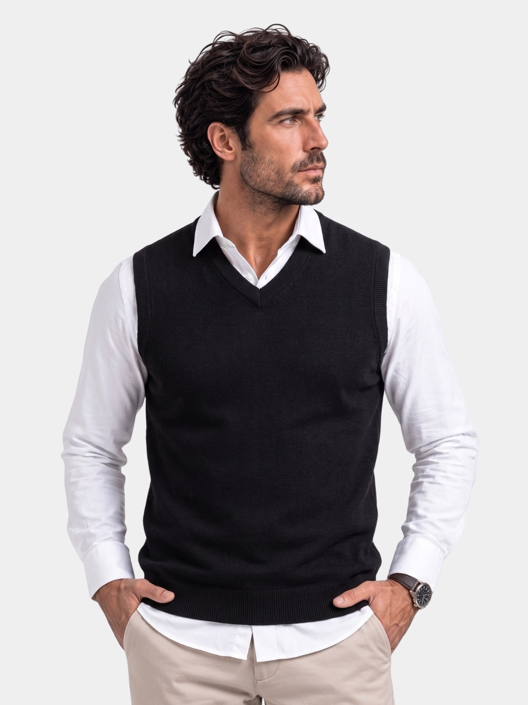 100% Cashmere V Neck Knit Vest -