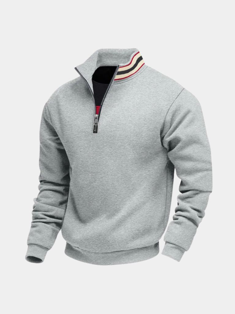 Regent Striped High Collar Pullover -
