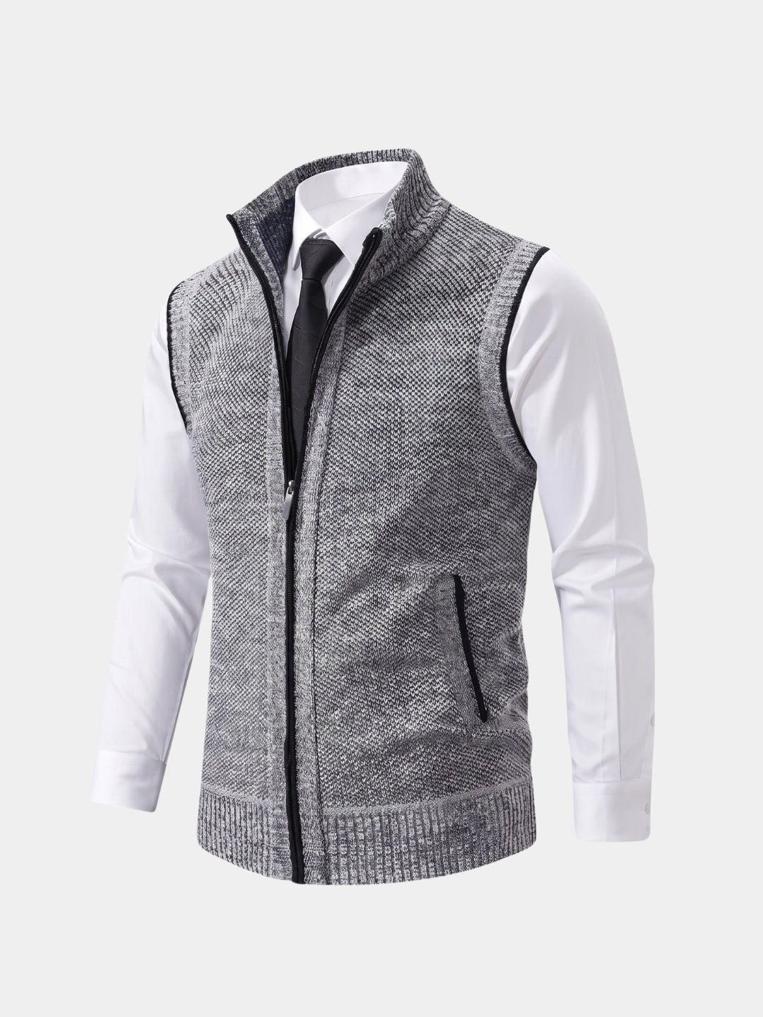 Elegant Full-Zip Sweater Vest -