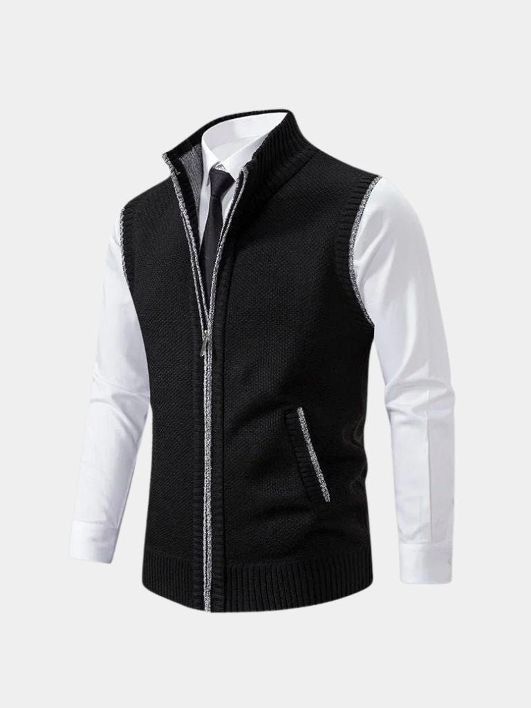 Elegant Full-Zip Sweater Vest -