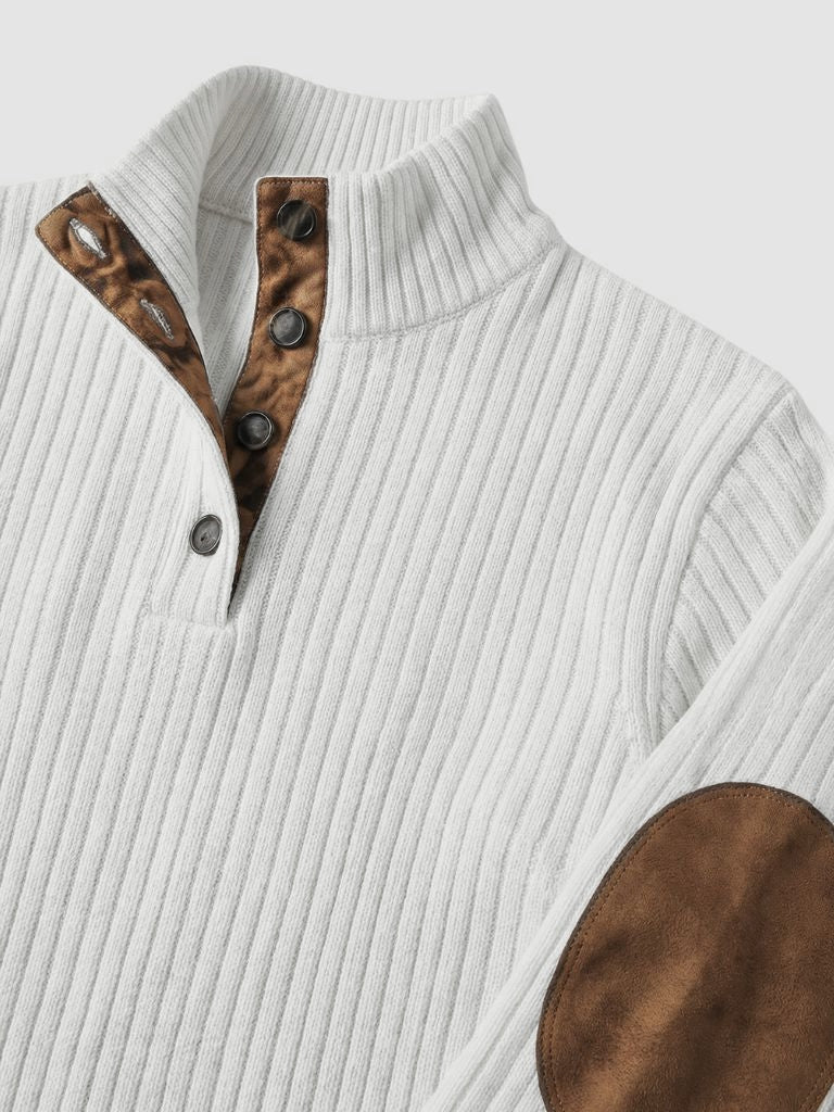 Refined High Collar Henley Sweater -