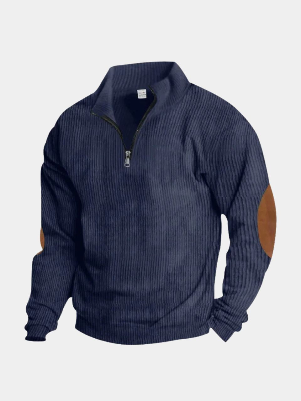 High Collar Quarter Zip Corduroy Pullover -