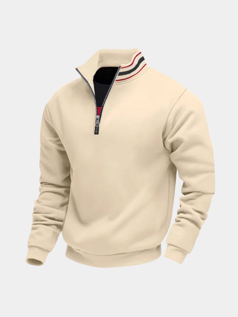 Regent Striped High Collar Pullover -