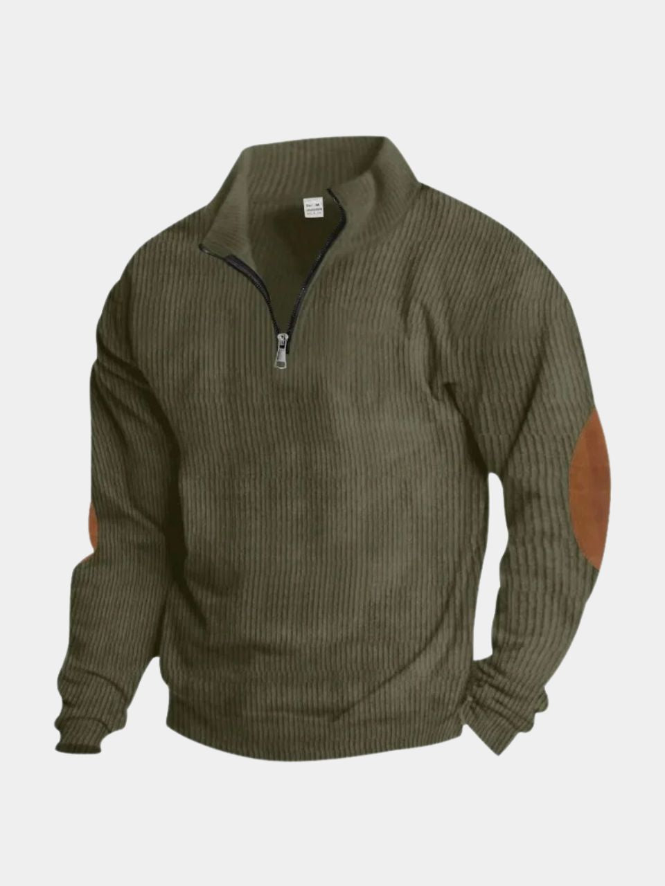 High Collar Quarter Zip Corduroy Pullover -