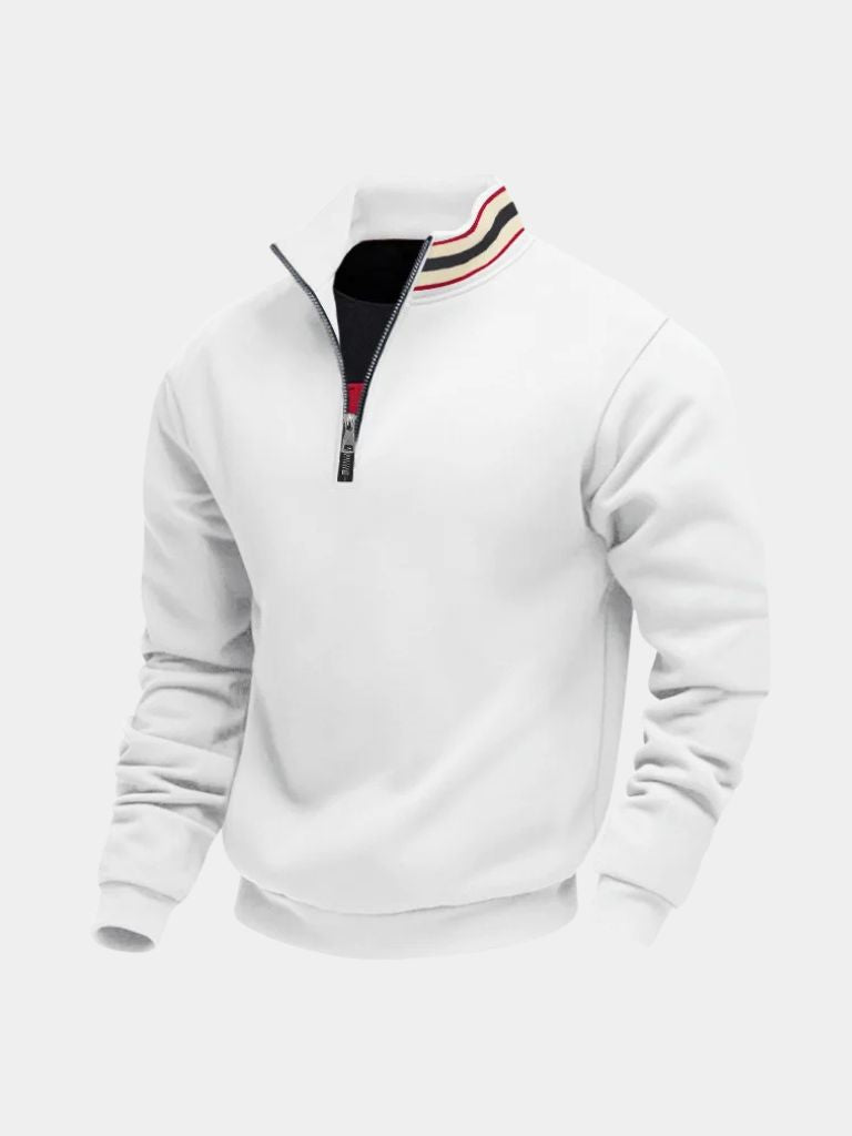 Regent Striped High Collar Pullover -