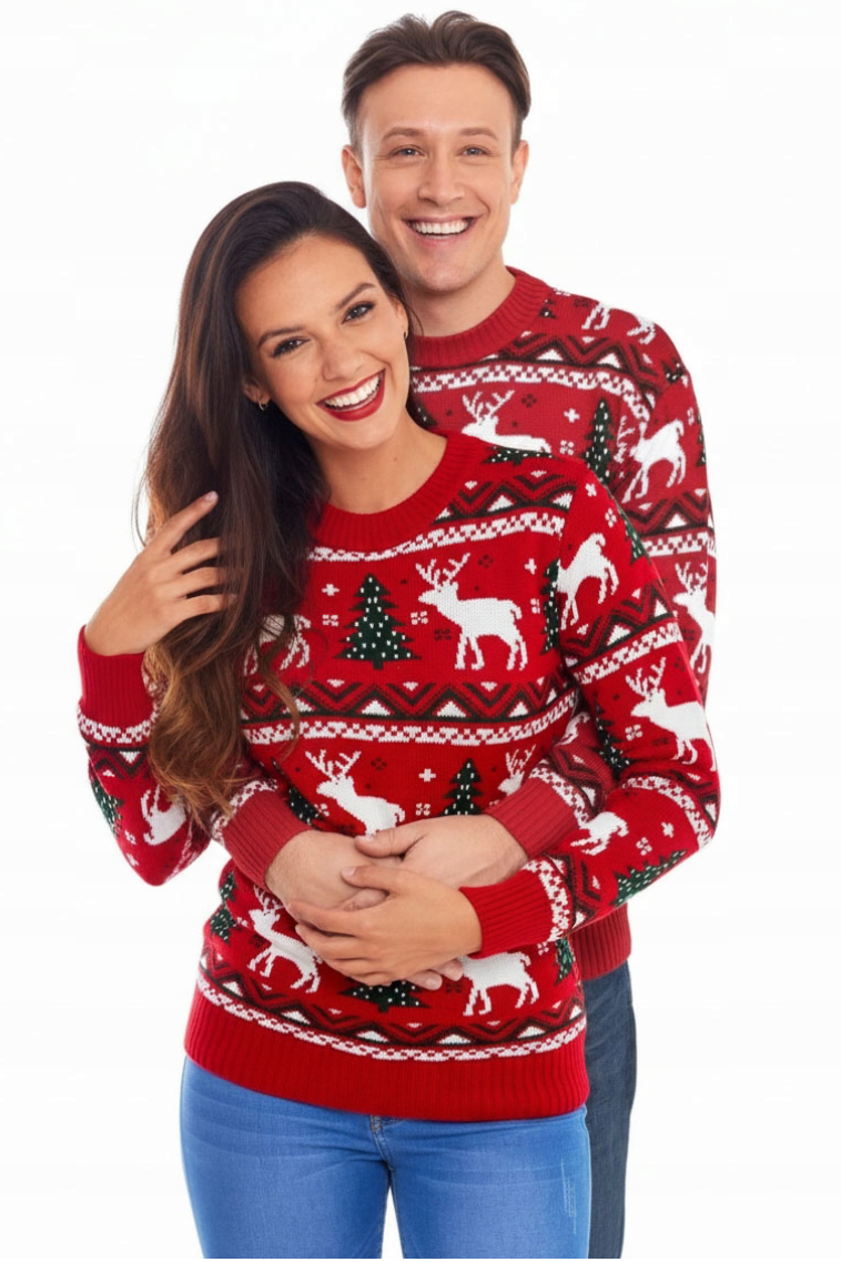 Christmas Reindeer Wool Sweater for Parents and Children Nikiam