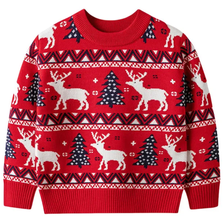 Christmas Reindeer Wool Sweater for Parents and Children Nikiam