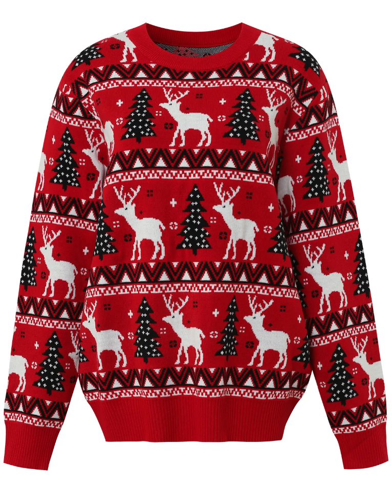 Christmas Reindeer Wool Sweater for Parents and Children Nikiam