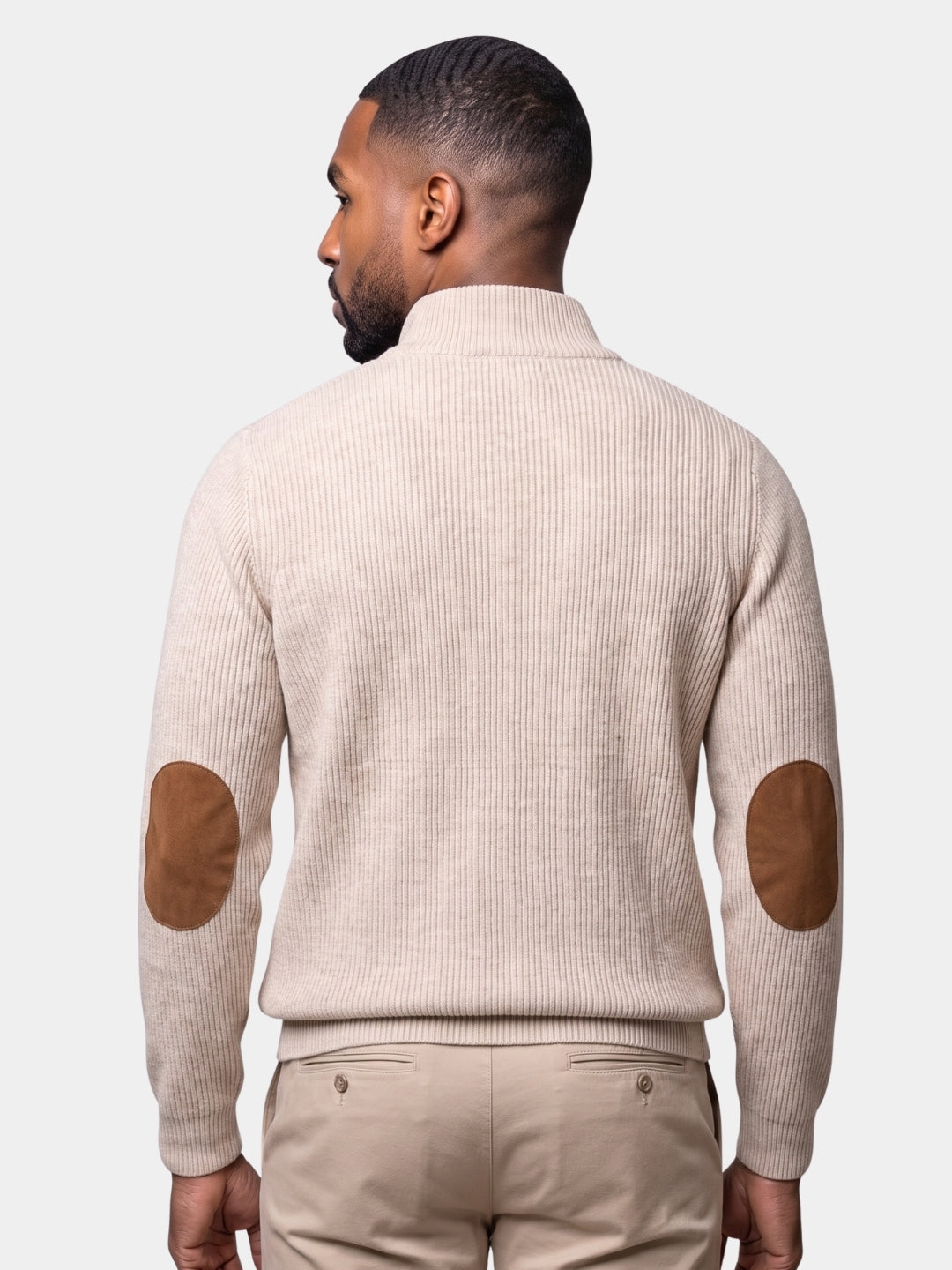 High Collar Quarter Zip Corduroy Pullover -