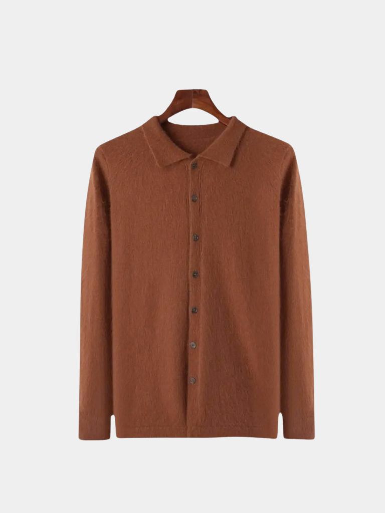 100% Cashmere Polo Cardigan -